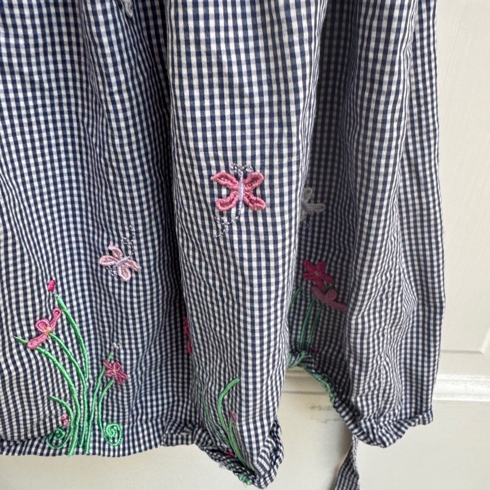 KRU Toddler Girl Size 4 Gingham Floral Vintage Sleeveless Checkered Dress - Picture 4 of 8